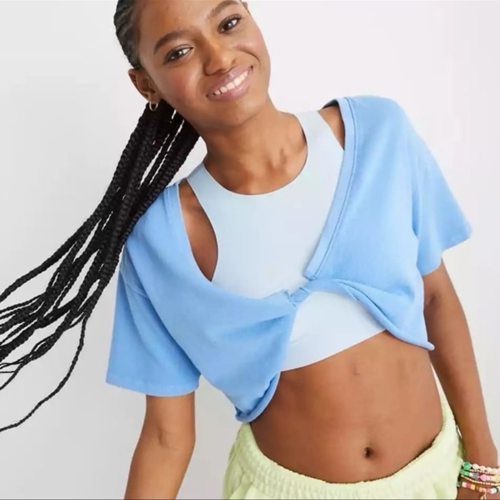 Aerie Sky Blue Layered Crop Top